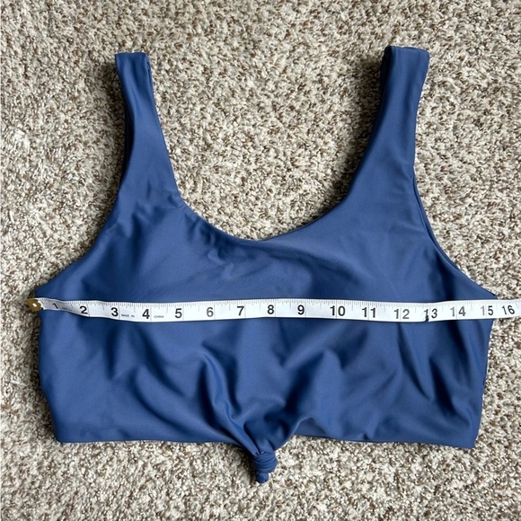 🦋 Blue Tie Front Scoopneck Swim Top Large Bikini Vacation Beach Casual - Picture 2 of 6